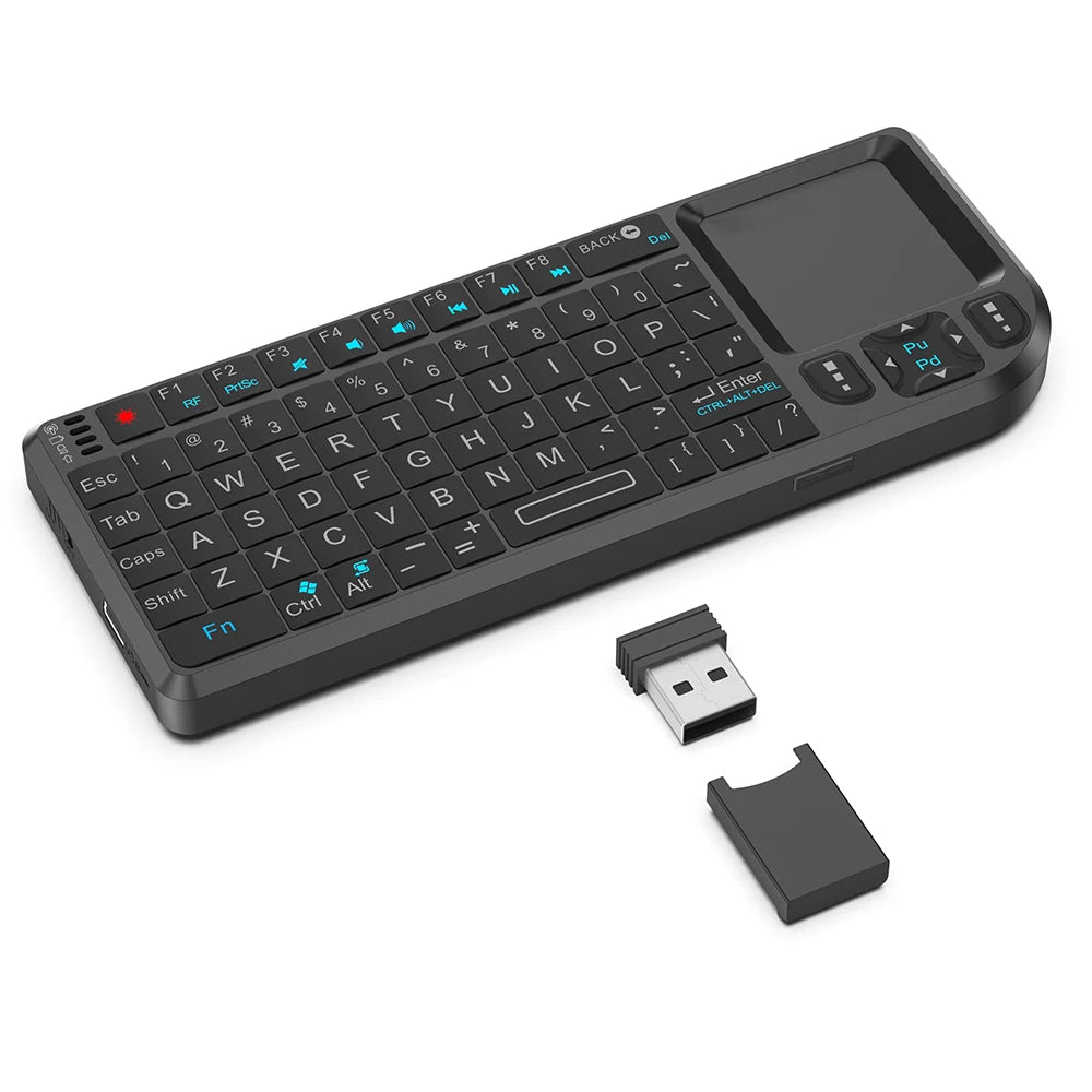طقم لوحة مفاتيح وفأرة لاسلكية سوداء متعددة الوظائف بتصميم مدمج وموصل USB