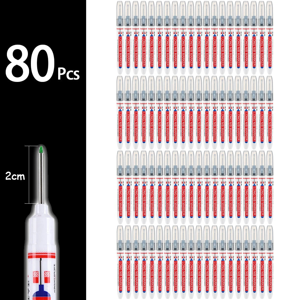 A set of 80 precision waterproof marking pens for woodworking and crafts, shown in a vertical arrangement.