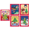 A set of five colored drawing and coloring pages featuring Christmas and winter themes for children.