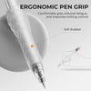 Ergonomischer Stiftgriff mit weichen Gummi-Features in Nahaufnahme.