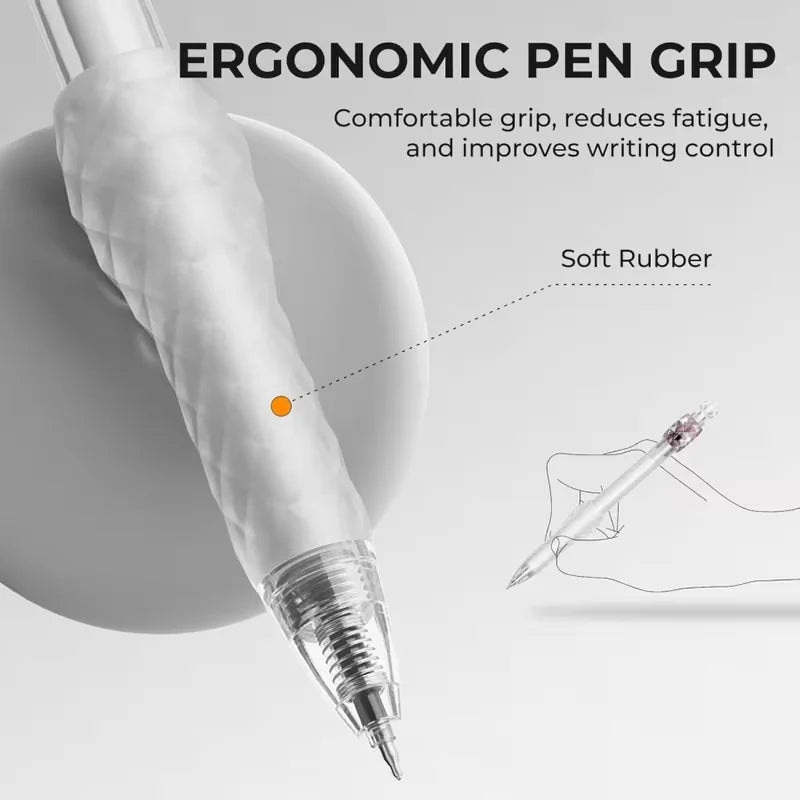 Ergonomischer Stiftgriff mit weichen Gummi-Features in Nahaufnahme.