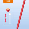 Roter Präzisions-Tilt-Sensor-Stift neben einer Geschenkbox und Ladekabel auf weißer Fläche.