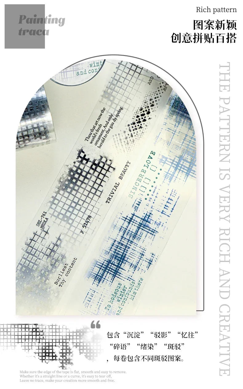 Rolle dekorativer PET-Collage-Klebeband mit geometrischen und abstrakten Designs zum Basteln