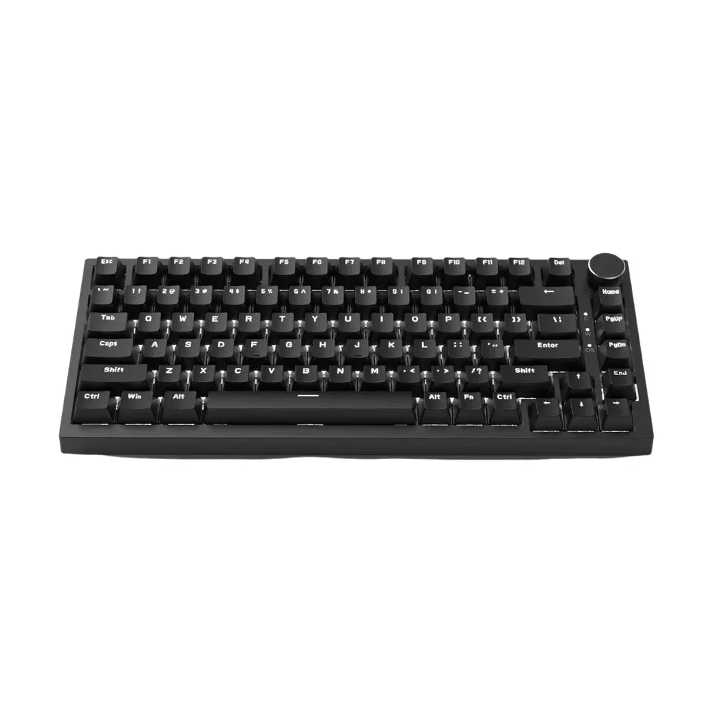 A black AJAZZ AK820 mechanical keyboard featuring a rotary volume knob.
