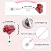 A set of acrylic nurse badge reels featuring a heart design and various clips for holding ID badges.
