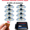 Eight modules of 2 LED strobe lights and a multi-output flashing controller with a remote control.