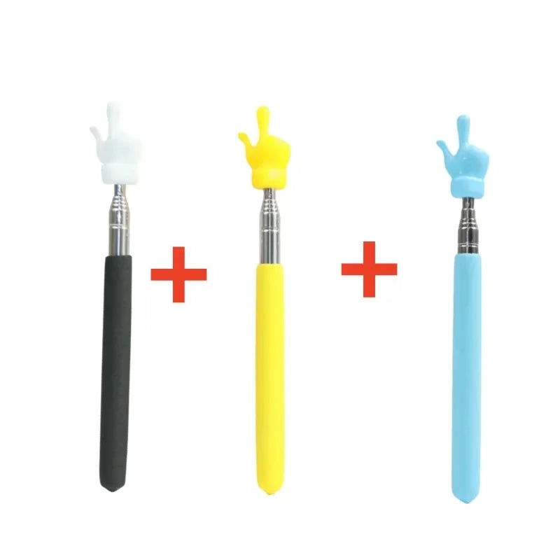 Three teaching pointers in white, yellow, and blue with plus signs indicating a combination.