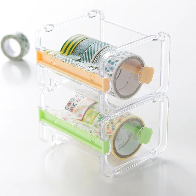 Cortador y dispensador de cinta washi de plástico transparente y varios colores