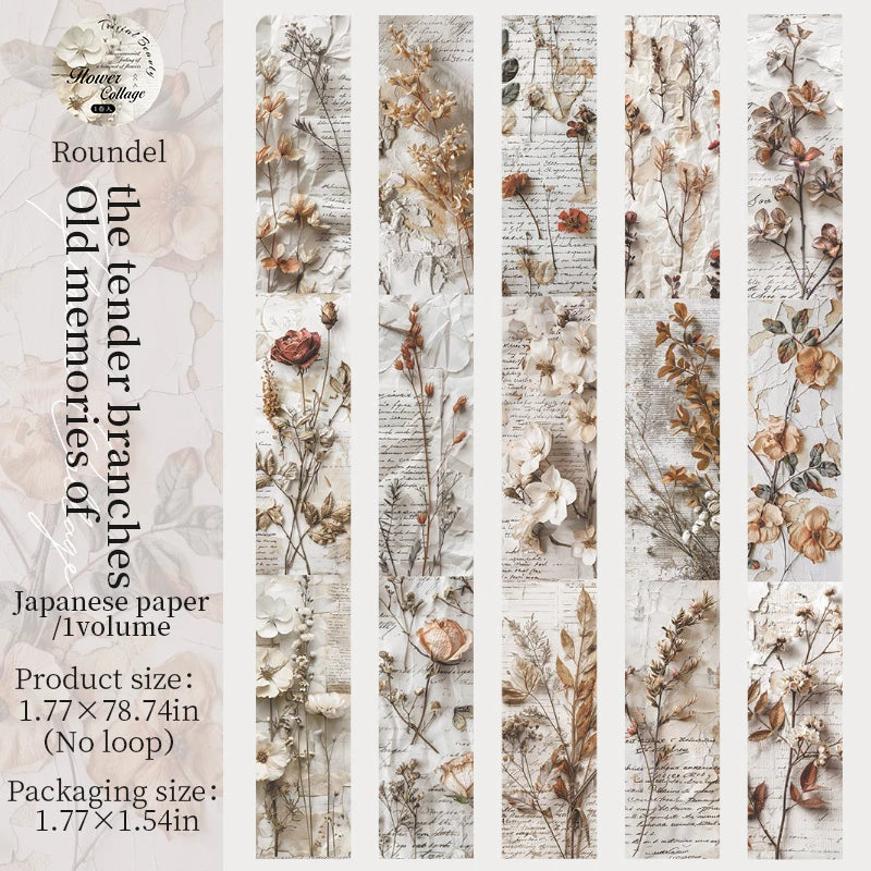 A collection of Japanese paper branches in various tones and textures for scrapbooking and crafts.