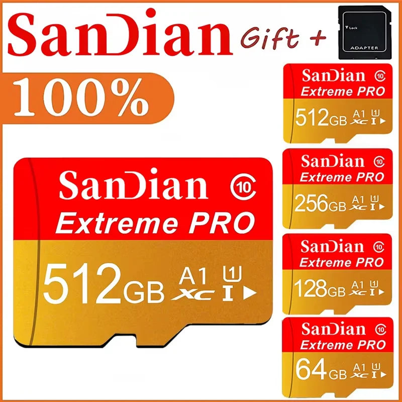 Sandian Extreme PRO 512GB Speicherkarte mit Adapter und verschiedenen Speichermöglichkeiten