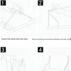 Four steps illustrating the installation method for a wall-mounted projector stand.