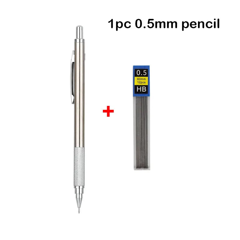 A single 0.5mm HB mechanical pencil is shown next to a bundle of graphite lead.