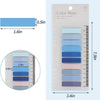 A pack of transparent self-adhesive sticky notes in various shades of blue and pink, measuring 7.9 inches long.