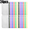 24 pieces of clear PVC zipper binder pockets for cash and small items in various colors