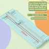 A light blue manual paper cutter showing a measurement guide for cutting 31cm in both directions.