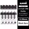 Black Uni-Ball ONE refills in a pack of five with 0.38mm tips