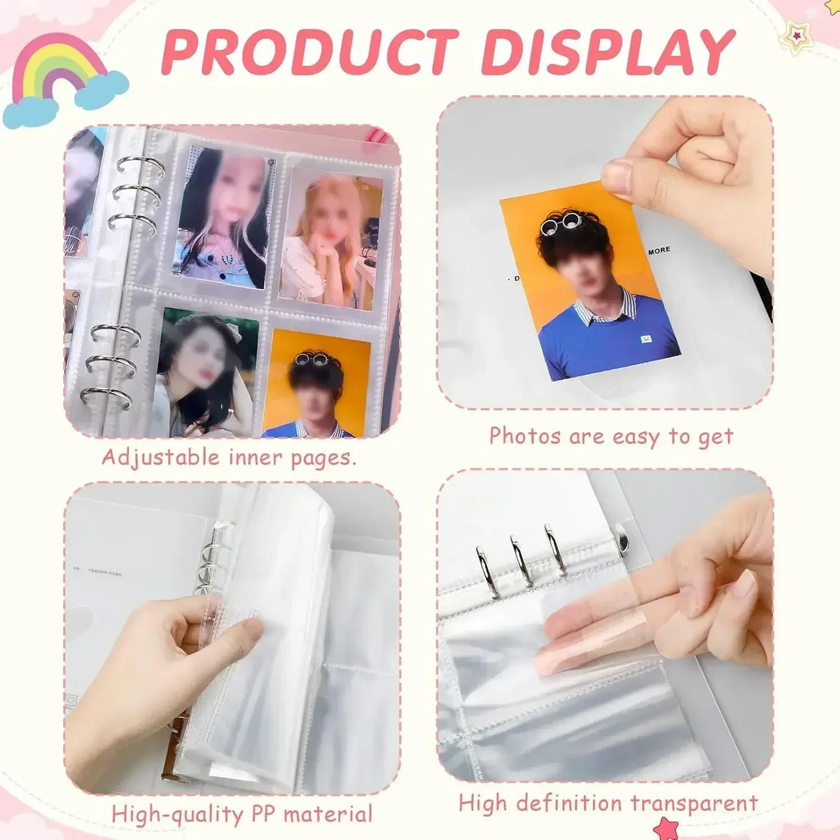 Display of adjustable inner pages and high-definition transparent photo sleeves for binder collection