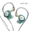 KZ EDX PRO dynamic earphones with a microphone and a silver cable