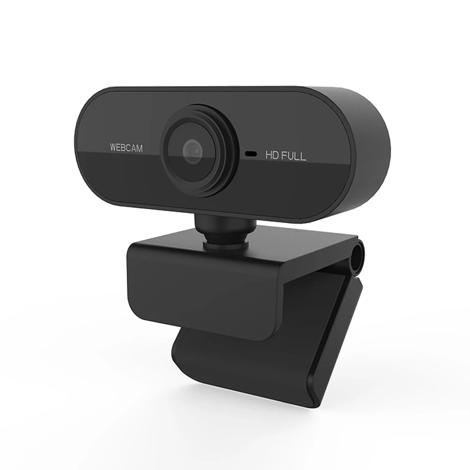 A black 1080P HD webcam with a lens and an HD FULL indicator light.