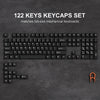 A set of 122 keys keycaps for full-size mechanical keyboards displayed on a dark gray surface.
