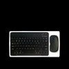 Weiße Mini-Bluetooth-Tastatur und Maus-Kombination mit schwarzer Anordnung.