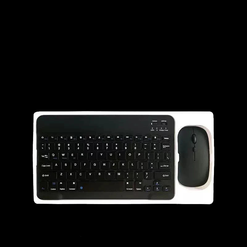 Weiße Mini-Bluetooth-Tastatur und Maus-Kombination mit schwarzer Anordnung.