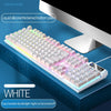 White mechanical keyboard with liquid silicone thickened bottom plate and customizable RGB lighting