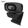 A black 1080P web camera with an objective lens mounted on a clip.