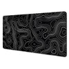 Abstract black and white line art design on a desk mat with a non-slip rubber base