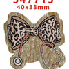 A set of ten leopard print acrylic hairbows with a water ripple effect.