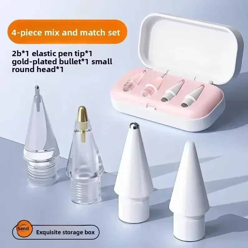 4-teiliges Mix-and-Match-Set mit Stiftspitzen für Apple: elastische Spitze, vergoldete Kugel und kleine runde Spitze