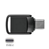 A black 2-in-1 USB 3.2 Type-C flash drive with a metal connector and a USB Type-C port visible.