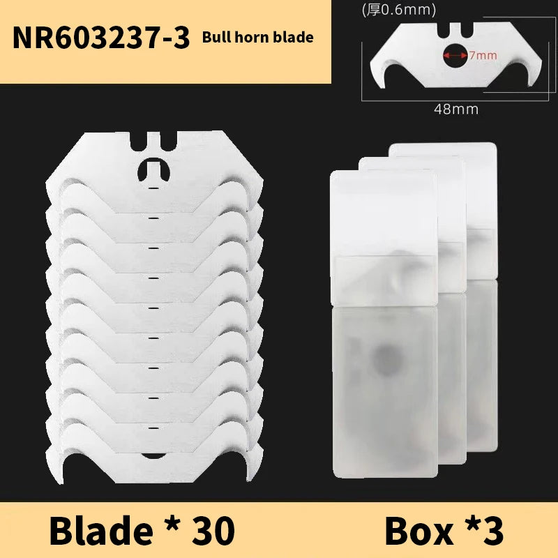 Un juego de 3 cuchillas de cuerno de toro y 3 cajas para proyectos DIY y manualidades.