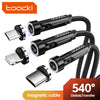 A set of black magnetic charging cables for data transfer and power delivery.