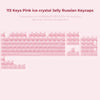 A collection of 113 pink ice crystal jelly mechanical keyboard keycaps for gaming keyboards.