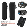 Black EVA hard shell pencil box with mesh pockets shown in various views