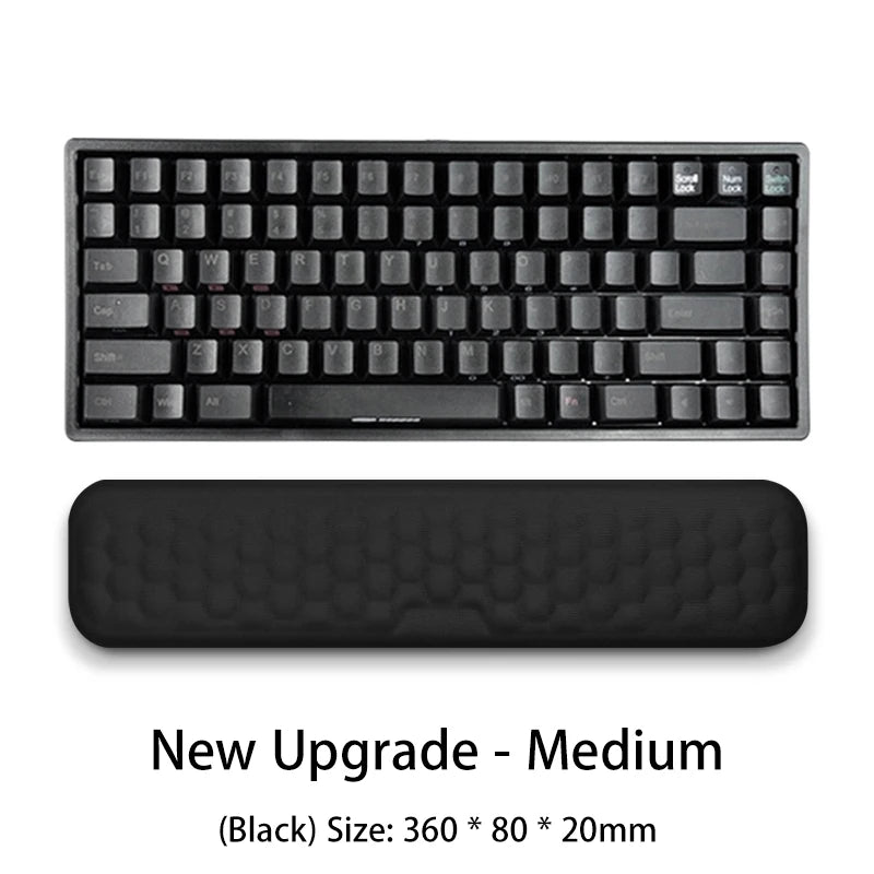 Black medium size ergonomic keyboard and mouse wrist rest pad
