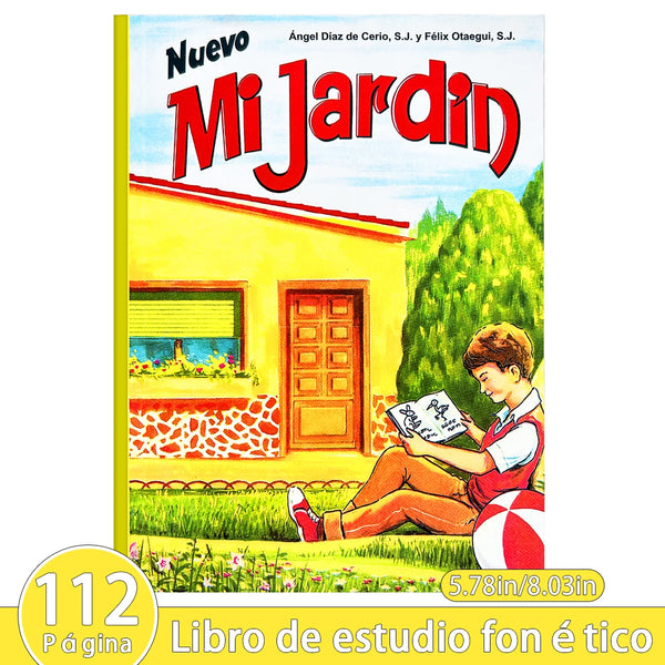 Cover of the Nuevo Mi Jardín Spanish learning book featuring a boy in a red shirt playing outdoors.