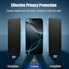 Demonstration of a matte ceramic privacy screen protector showing visibility from the front and invisibility from the left an