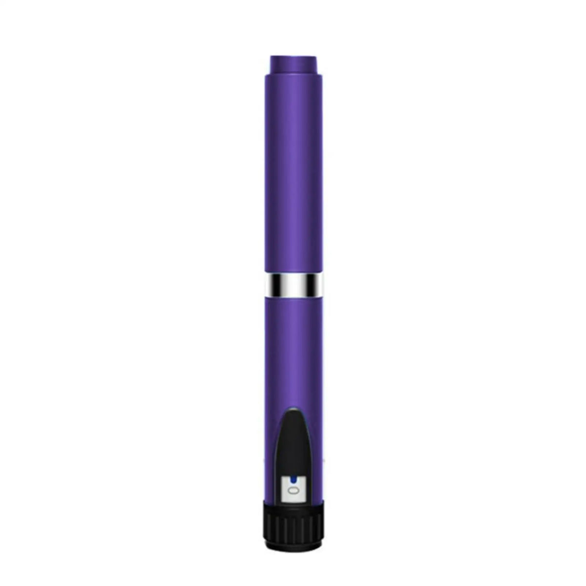 A purple reusable peptide beauty injector pen with a silver cap and black tip.