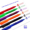 A collection of large capacity colorful ink gel pens with various colors and tips shown on a white background.