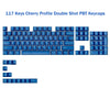 A set of 117 dark blue PBT keycaps with cherry profile for mechanical keyboards
