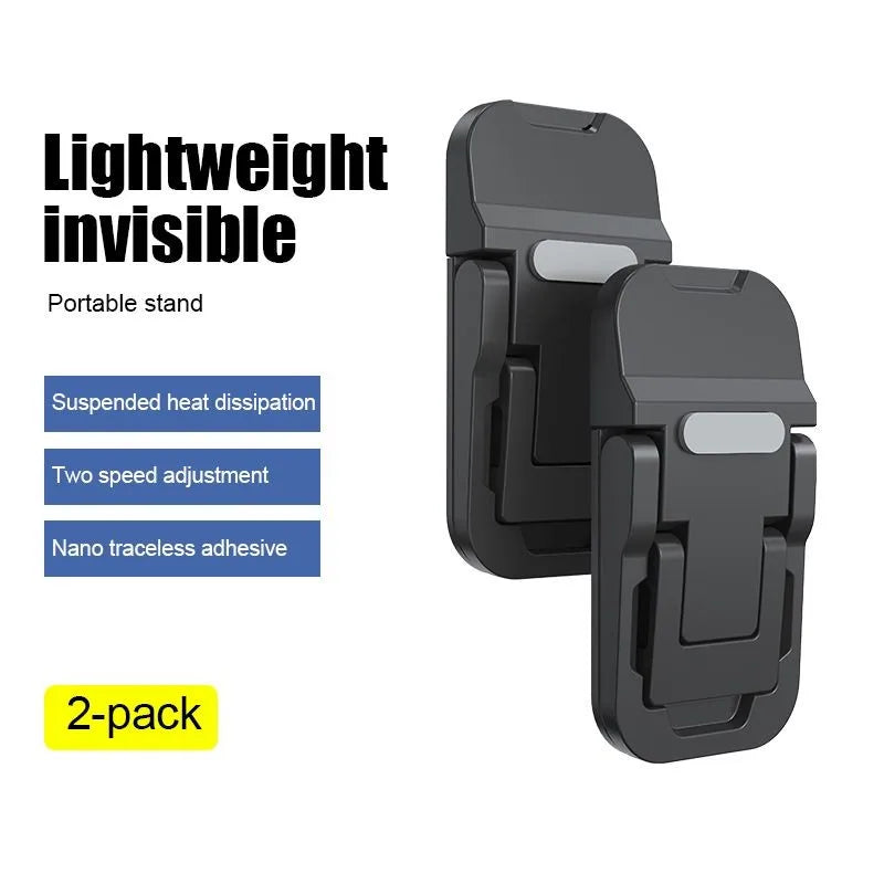 A 2-pack of black lightweight invisible portable stand for a keyboard, featuring suspended heat dissipation and two-speed adj