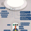 A white magnetic LED night light with various modes and features displayed on a diagram.