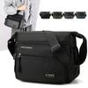 Black women's multifunctional crossbody bag shown with multiple color options and a person holding the bag.