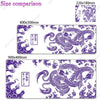 A purple and white Japan-style gaming desk mat featuring a detailed dragon design.