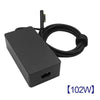 A black universal tablet charger with a coiled cable and a connector for surface devices.