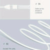 Câble TPE blanc et durable avec connecteur, illustrant sa possibilité de division ou de combinaison.