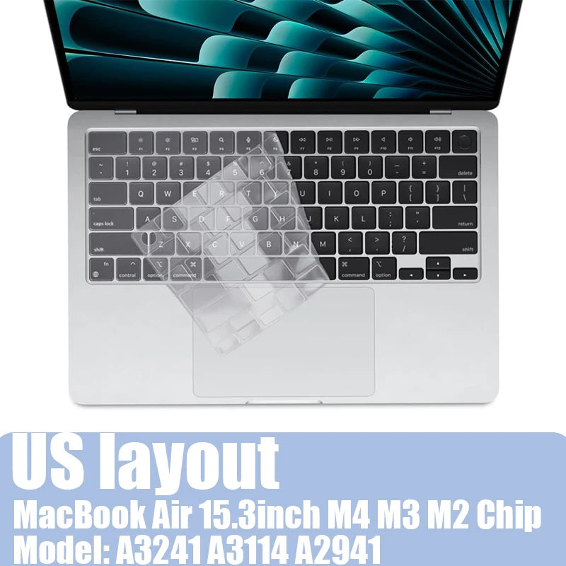 MacBook Air 15.3 Zoll M4 Chip Modell A3241 mit Silikon-Tastaturabdeckung