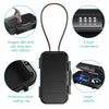 A black portable combination lock box showing its rugged shell, digit combination panel, and protective features.